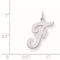 Sterling Silver Rhodium-plated Script Letter F Initial Charm view 3