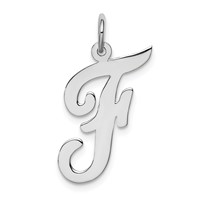 Sterling Silver Rhodium-plated Script Letter F Initial Charm view 1