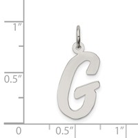 Sterling Silver Rhodium-plated Script Letter G Initial Charm view 3