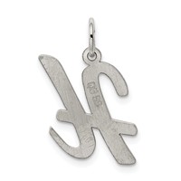 Sterling Silver Rhodium-plated Script Letter H Initial Charm view 4