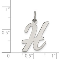 Sterling Silver Rhodium-plated Script Letter H Initial Charm view 3