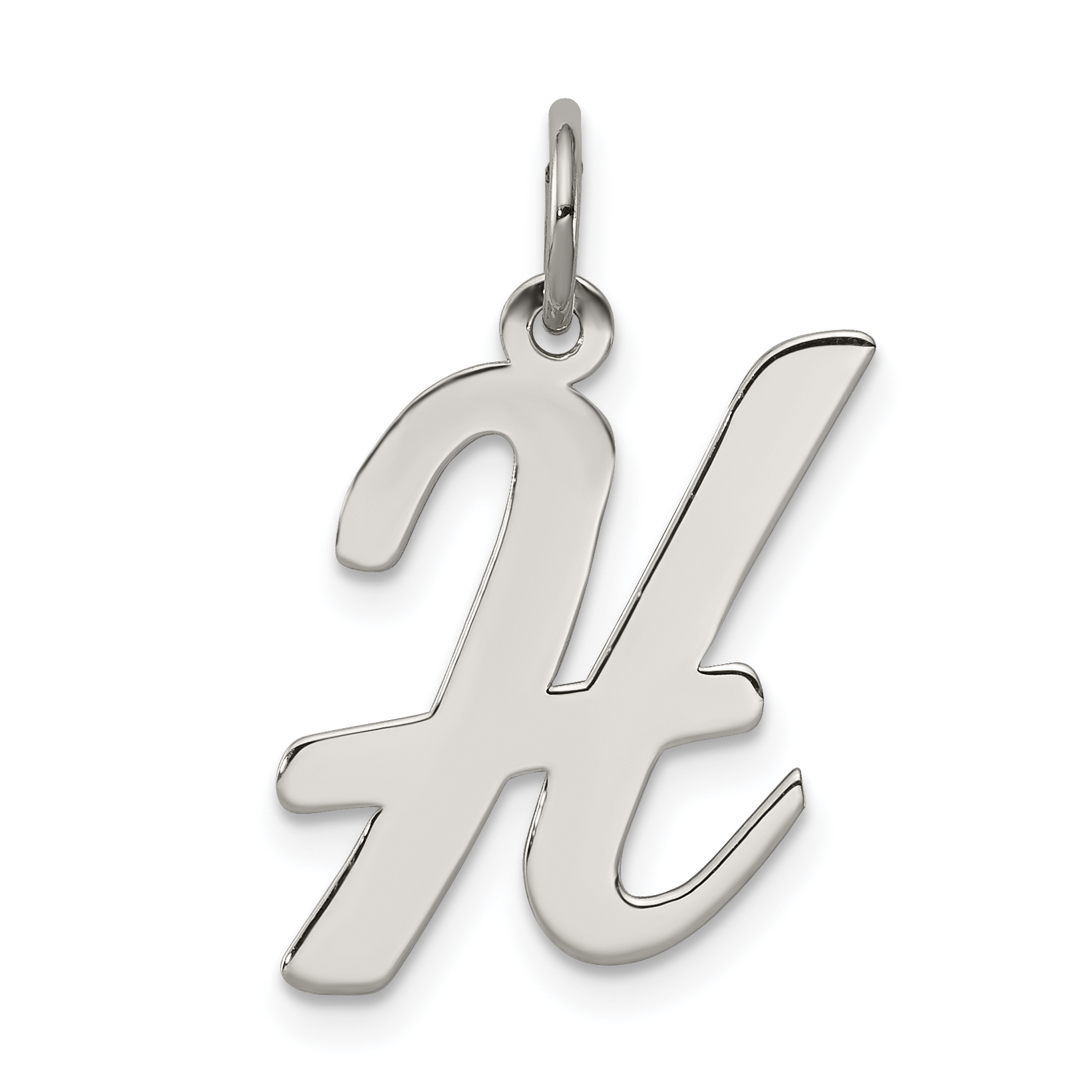 Sterling Silver Rhodium-plated Script Letter H Initial Charm (QC5084H)