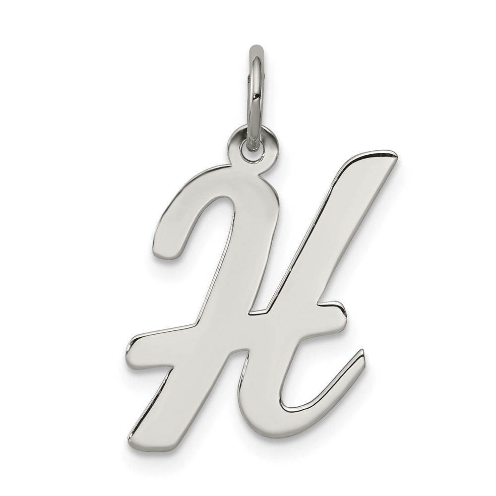 Sterling Silver Rhodium-plated Script Letter H Initial Charm (QC5084H)