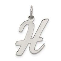 Sterling Silver Rhodium-plated Script Letter H Initial Charm view 1