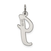 Sterling Silver Rhodium-plated Script Letter I Initial Charm view 4
