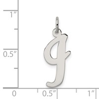 Sterling Silver Rhodium-plated Script Letter I Initial Charm view 3