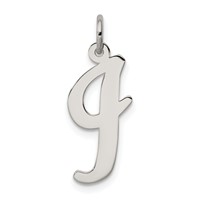 Sterling Silver Rhodium-plated Script Letter I Initial Charm view 1
