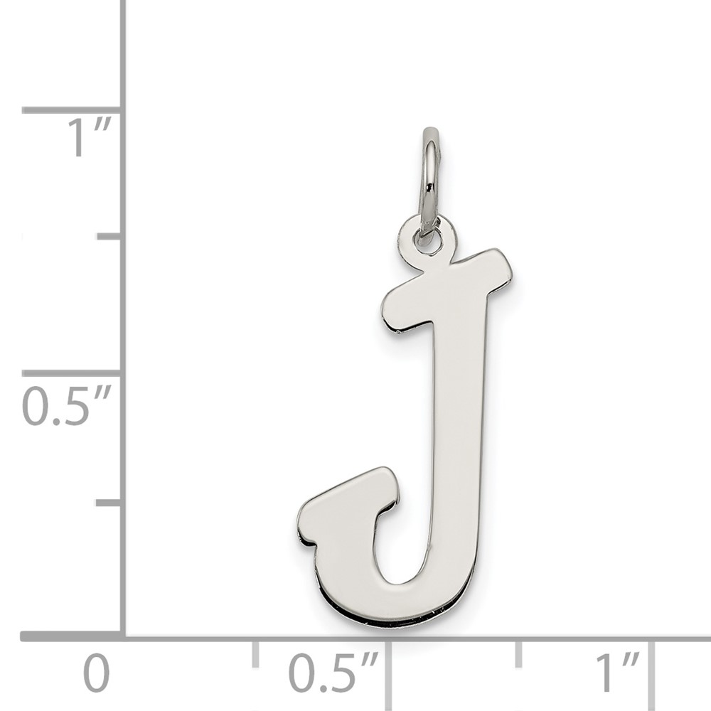 Sterling Silver Rhodium-plated Script Letter J Initial Charm (QC5084J)