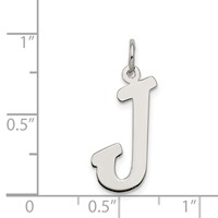 Sterling Silver Rhodium-plated Script Letter J Initial Charm view 4