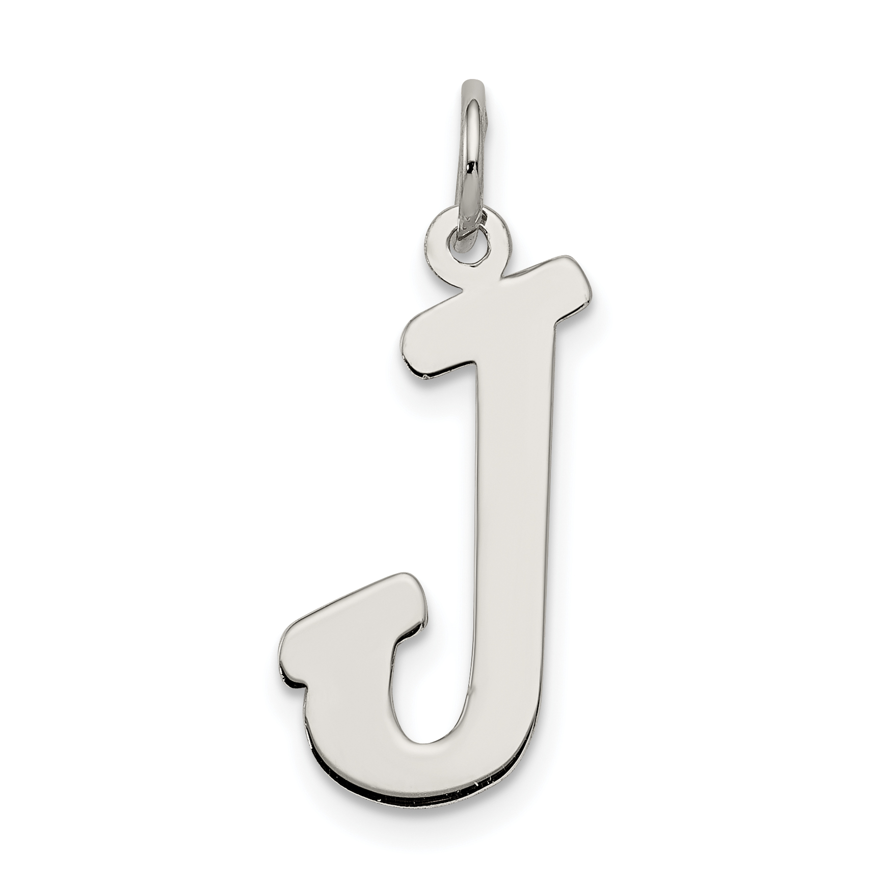 Sterling Silver Rhodium-plated Script Letter J Initial Charm (QC5084J)
