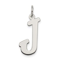 Sterling Silver Rhodium-plated Script Letter J Initial Charm view 1