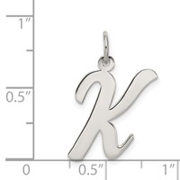 Sterling Silver Rhodium-plated Script Letter K Initial Charm view 4