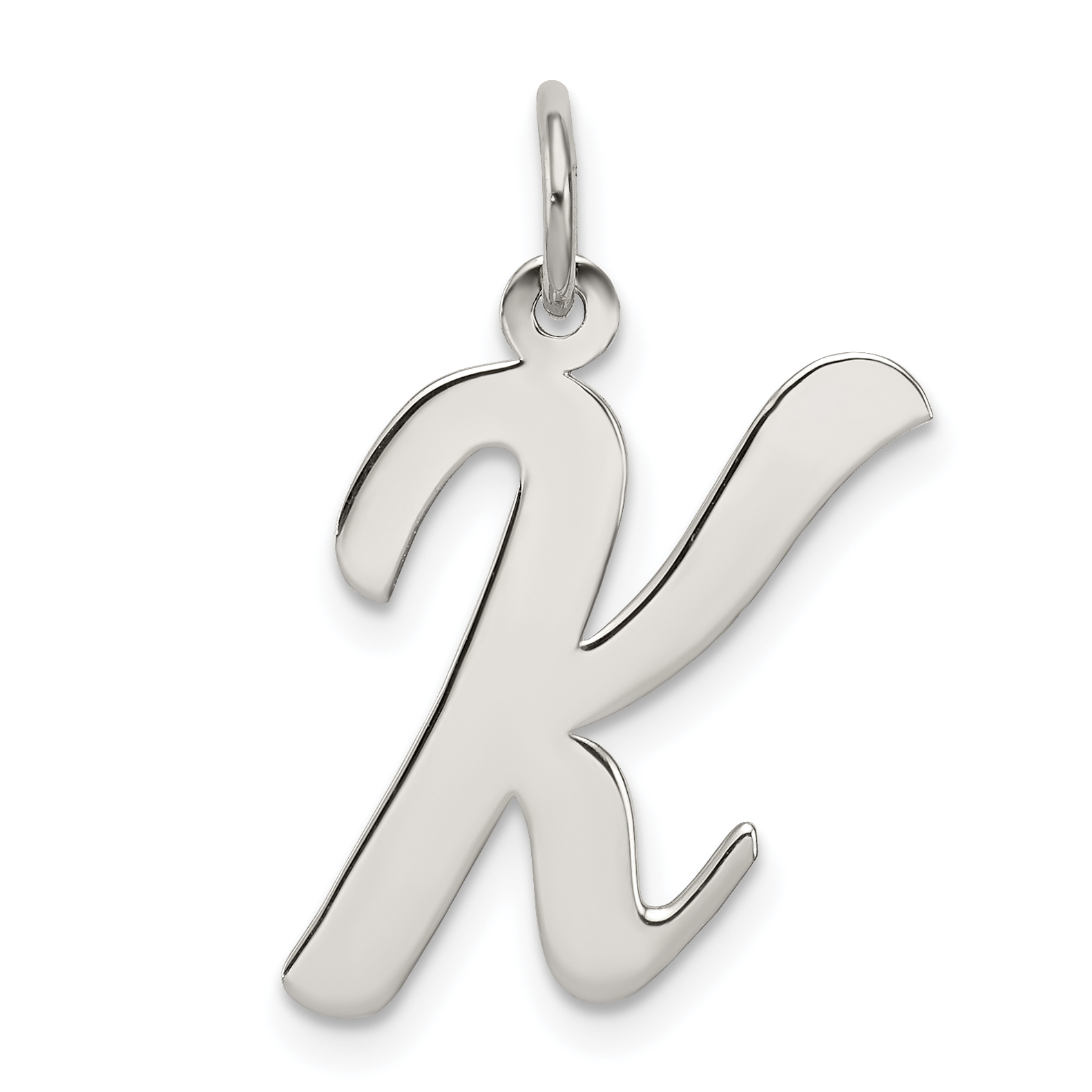 Sterling Silver Rhodium-plated Script Letter K Initial Charm (QC5084K)