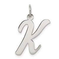 Sterling Silver Rhodium-plated Script Letter K Initial Charm view 1
