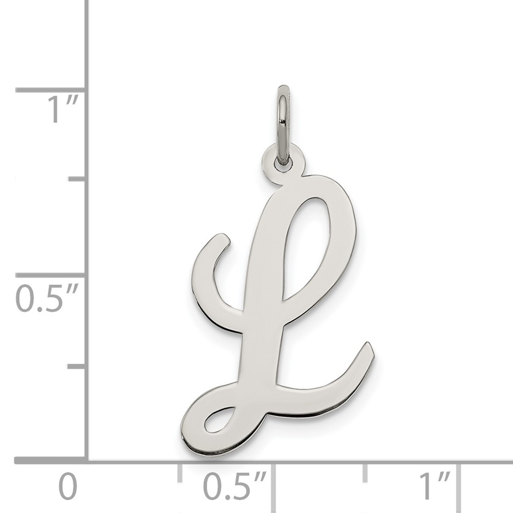 Sterling Silver Rhodium-plated Script Letter L Initial Charm (QC5084L)