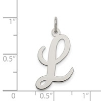 Sterling Silver Rhodium-plated Script Letter L Initial Charm view 4