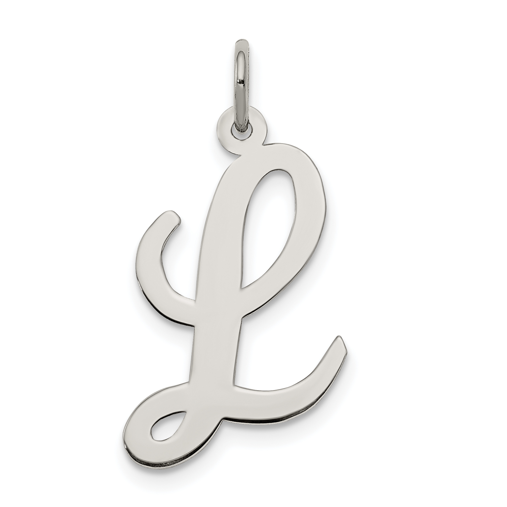 Sterling Silver Rhodium-plated Script Letter L Initial Charm (QC5084L)