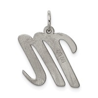Sterling Silver Rhodium-plated Script Letter M Initial Charm view 4