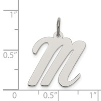 Sterling Silver Rhodium-plated Script Letter M Initial Charm view 3