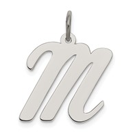 Sterling Silver Rhodium-plated Script Letter M Initial Charm view 1