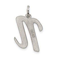 Sterling Silver Rhodium-plated Script Letter N Initial Charm view 4