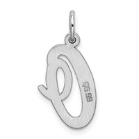 Sterling Silver Rhodium-plated Script Letter O Initial Charm view 3