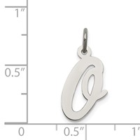 Sterling Silver Rhodium-plated Script Letter O Initial Charm view 4