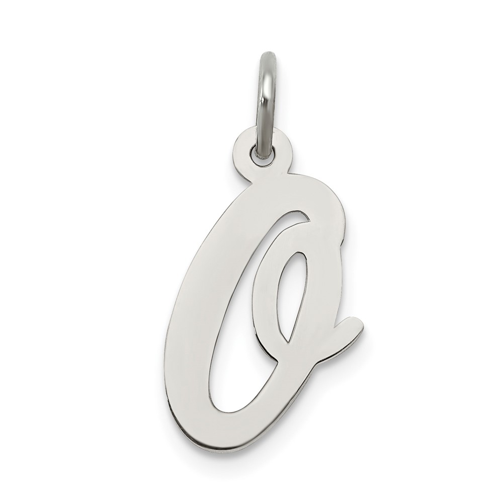 Sterling Silver Rhodium-plated Script Letter O Initial Charm
