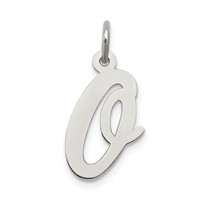 Sterling Silver Rhodium-plated Script Letter O Initial Charm view 1