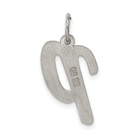 Sterling Silver Rhodium-plated Script Letter P Initial Charm view 4