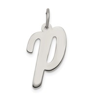 Sterling Silver Rhodium-plated Script Letter P Initial Charm view 1