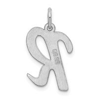 Sterling Silver Rhodium-plated Script Letter R Initial Charm view 3