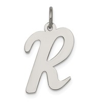 Sterling Silver Rhodium-plated Script Letter R Initial Charm view 1