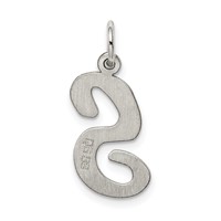 Sterling Silver Rhodium-plated Script Letter S Initial Charm view 4