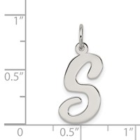 Sterling Silver Rhodium-plated Script Letter S Initial Charm view 3