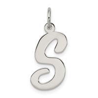 Sterling Silver Rhodium-plated Script Letter S Initial Charm view 1