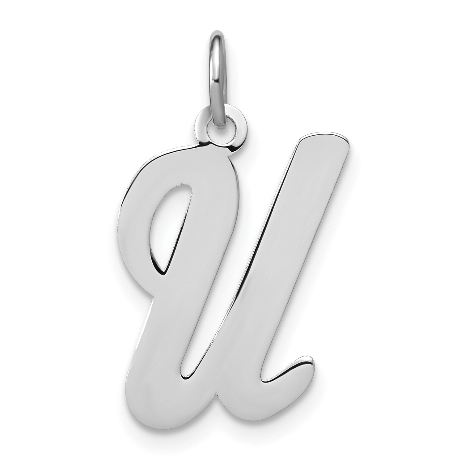 Sterling Silver Rhodium-plated Script Letter U Initial Charm (QC5084U)