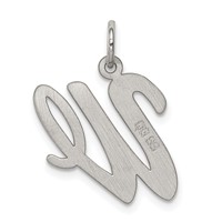 Sterling Silver Rhodium-plated Script Letter W Initial Charm view 4