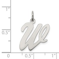 Sterling Silver Rhodium-plated Script Letter W Initial Charm view 3