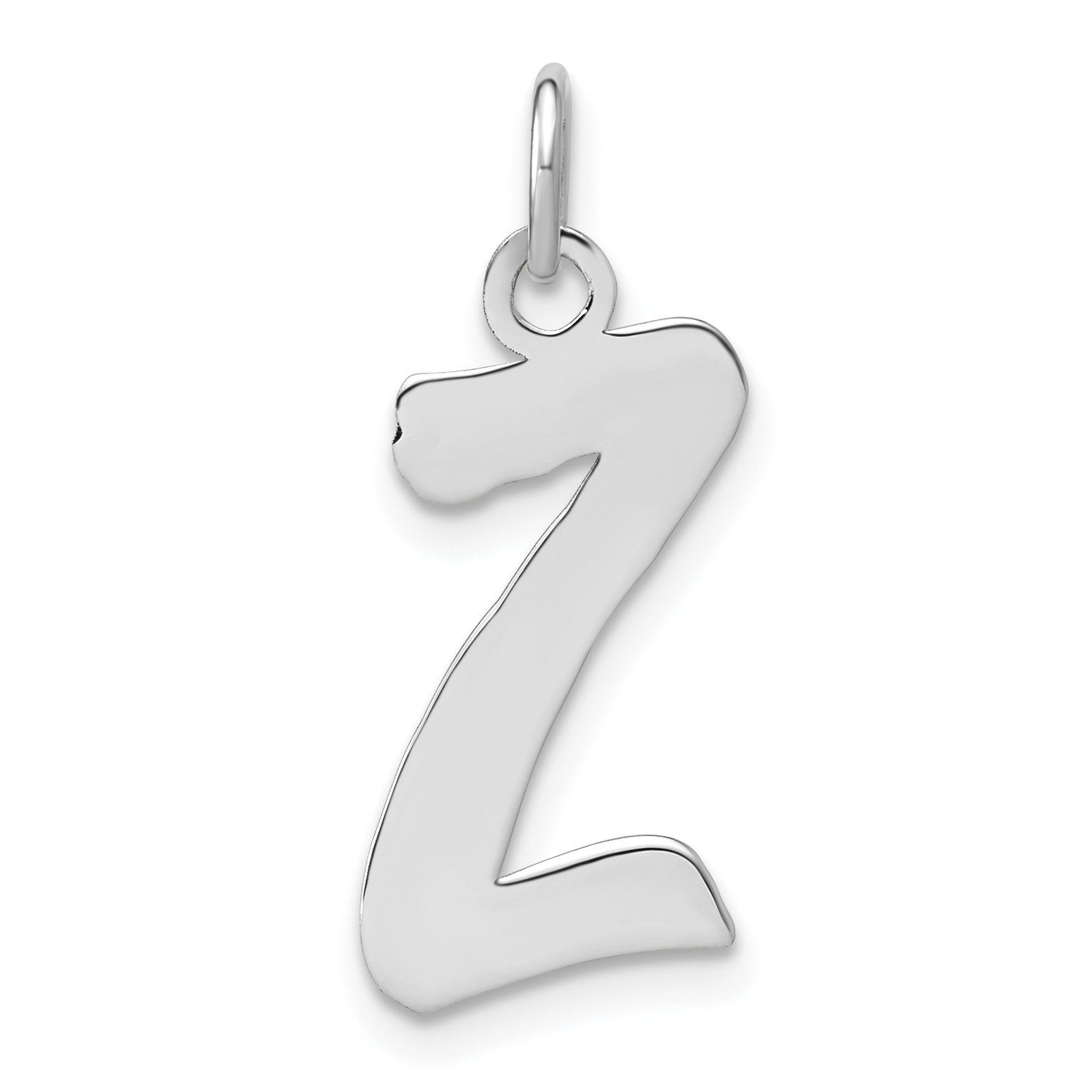Sterling Silver Rhodium-plated Script Letter Z Initial Charm (QC5084Z)