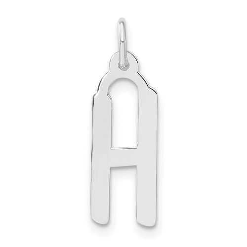 Sterling Silver Large Slanted Block Initial H Charm