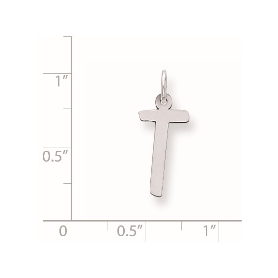 Sterling Silver Large Slanted Block Initial T Charm