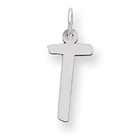 Sterling Silver Large Slanted Block Initial T Charm view 1