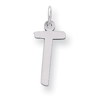 Sterling Silver Large Slanted Block Initial T Charm