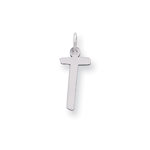 Sterling Silver Large Slanted Block Initial T Charm