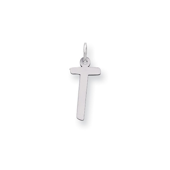 Sterling Silver Large Slanted Block Initial T Charm