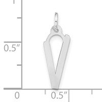 Sterling Silver Polished Large Slanted Block Initial V Charm view 3