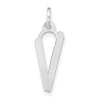 Sterling Silver Polished Large Slanted Block Initial V Charm view 1