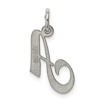 Sterling Silver Rhodium-plated Fancy Script Letter a Initial Charm view 4