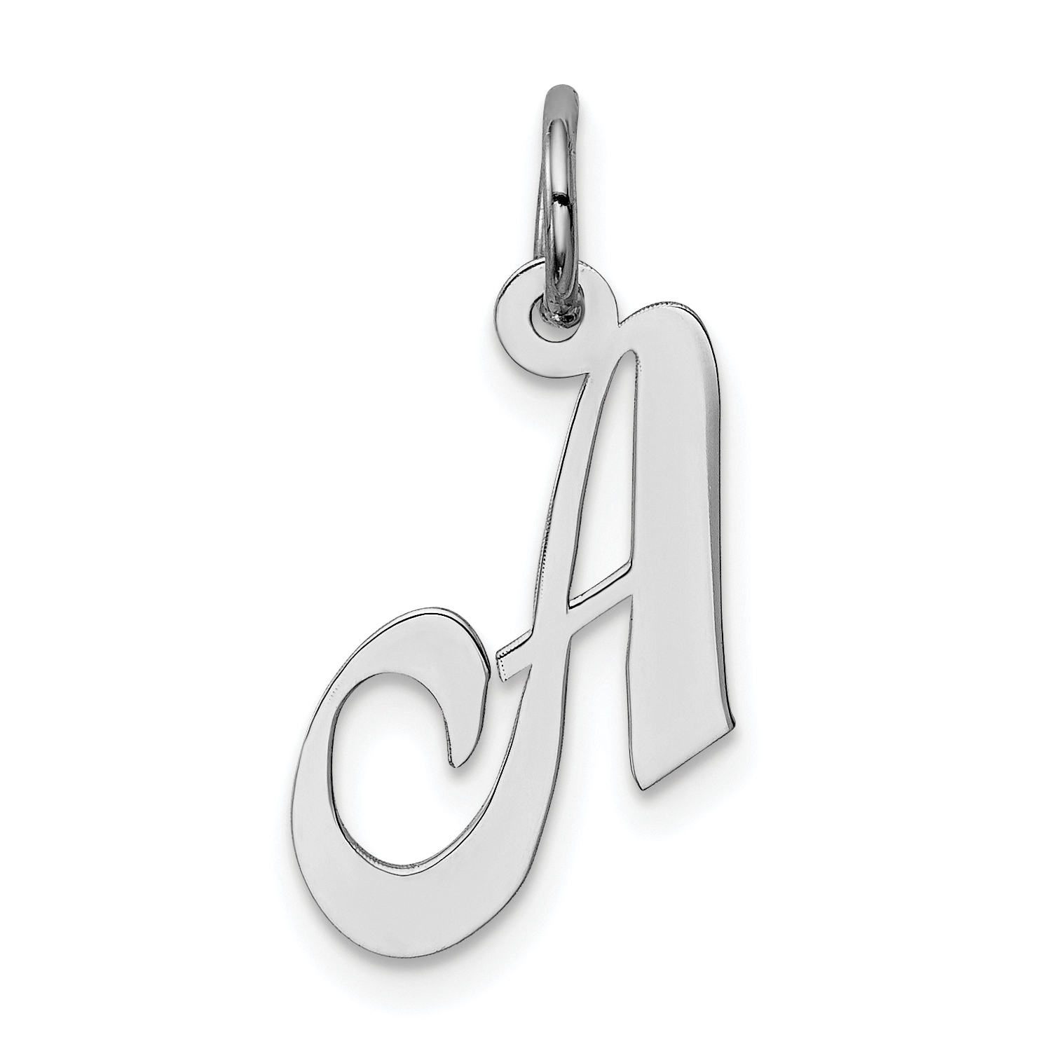 Sterling Silver Rhodium-plated Fancy Script Letter A Initial Charm (QC5086A)